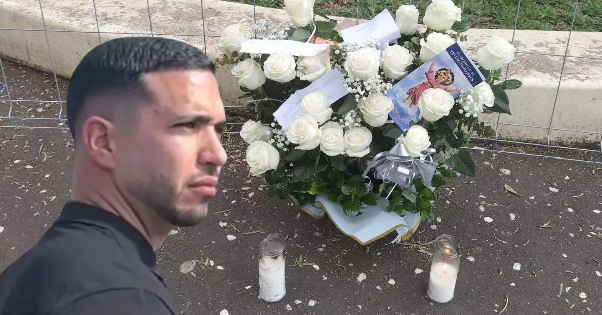 Crean un pequeño altar en recuerdo a Isaac Trujillo en La Alameda: "Sin ti y eternamente contigo"./ AH
