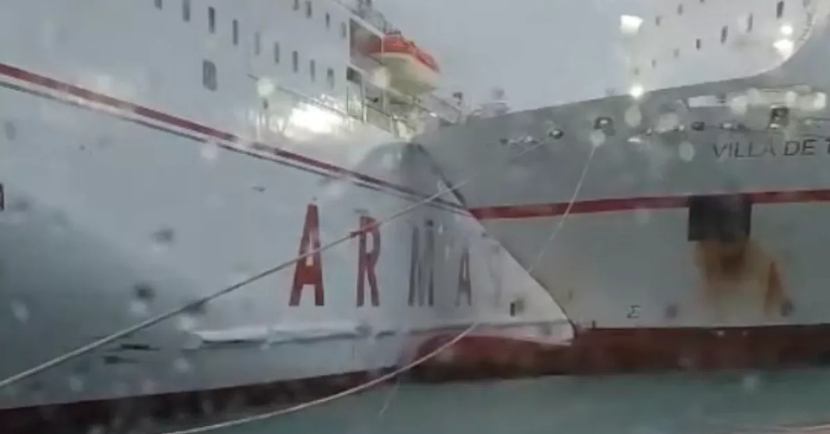 Varios barcos de Armas se chocan en el puerto de Cádiz por un temporal y casi quedan a la deriva./ RRSS