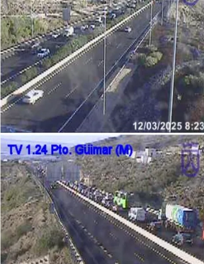 Accidente en la TF-1 este miércoles. / CABILDO DE TENERIFE 