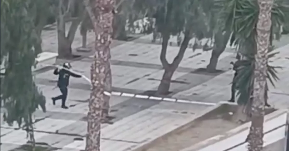 Imagen de la Policía Nacional acordonando la zona donde se encuentran los asaltantes  AH