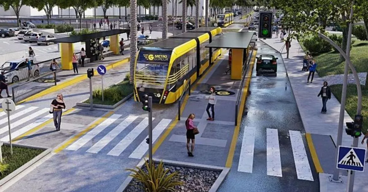 Recreación de una de las paradas de la MetroGuagua, proyecto que investiga la Fiscalía Europea. / AH