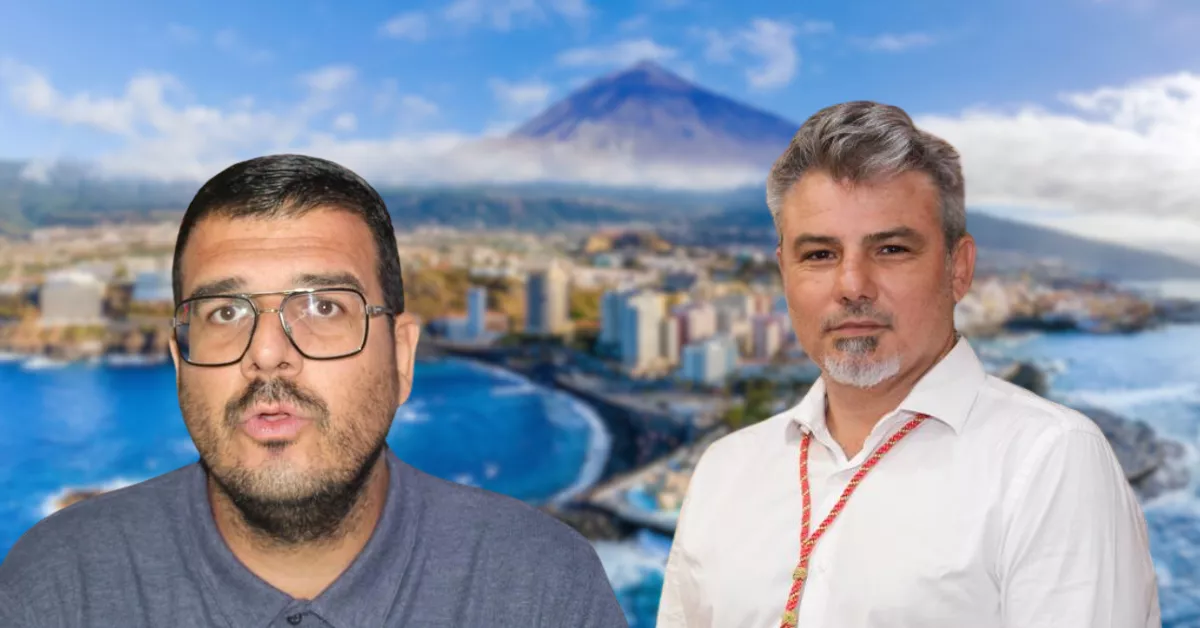 El secretario de Organización del PSOE en Puerto de la Cruz, Zebenzui González (izquierda), y el primer teniente de alcalde portuense, David Hernández (derecha)./ MONTAJE AH