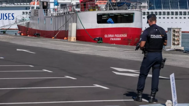 Un policía nacional en el Puerto de Las Palmas / EFE