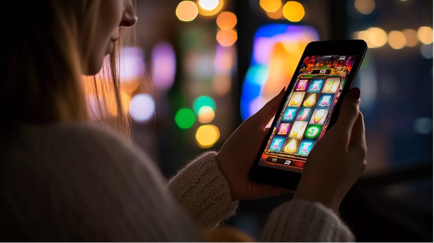 Joven juega con una app desde un teléfono móvil