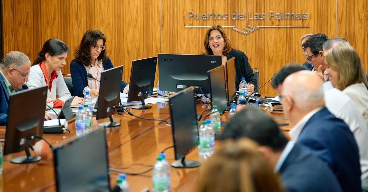 La presidenta de la Autoridad Portuaria de Las Palmas (APLP), Beatriz Calzada, durante un Consejo de Administración. / AH