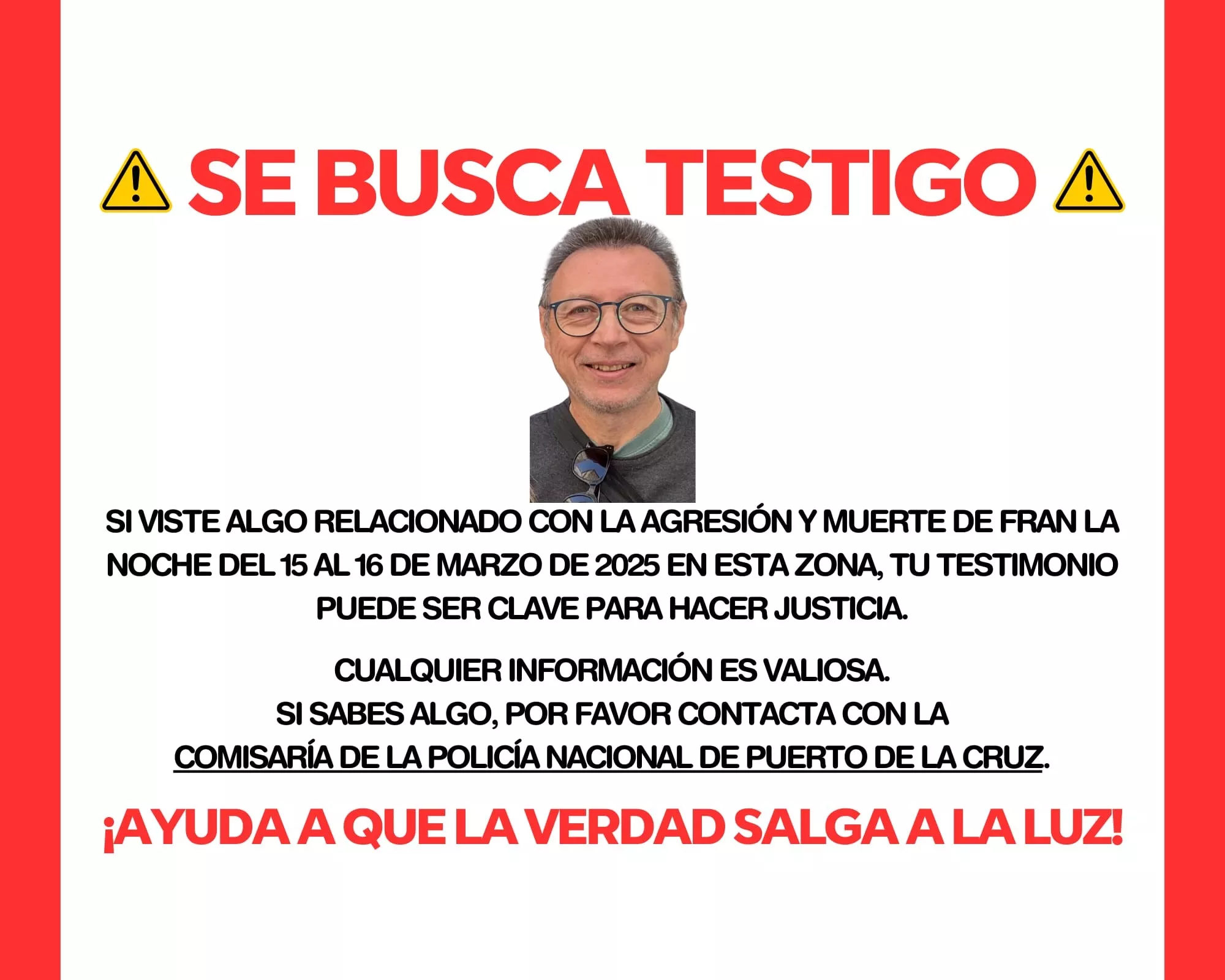 La familia de Fran, asesinado en el Puerto de la Cruz, busca testigos de la agresión. / REDES SOCIALES