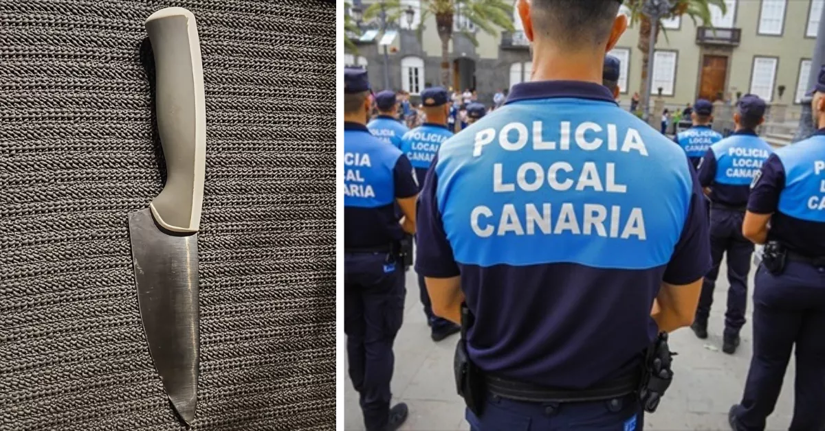 A la izquierda, el cuchillo que portaba el detenido / MONTAJE AH