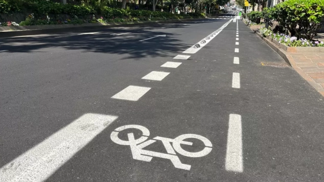 Tramo del carril bici (senda ciclable) de Santa Cruz de Tenerife. /AH Tramo del carril bici (senda ciclable) de Santa Cruz de Tenerife. /AH