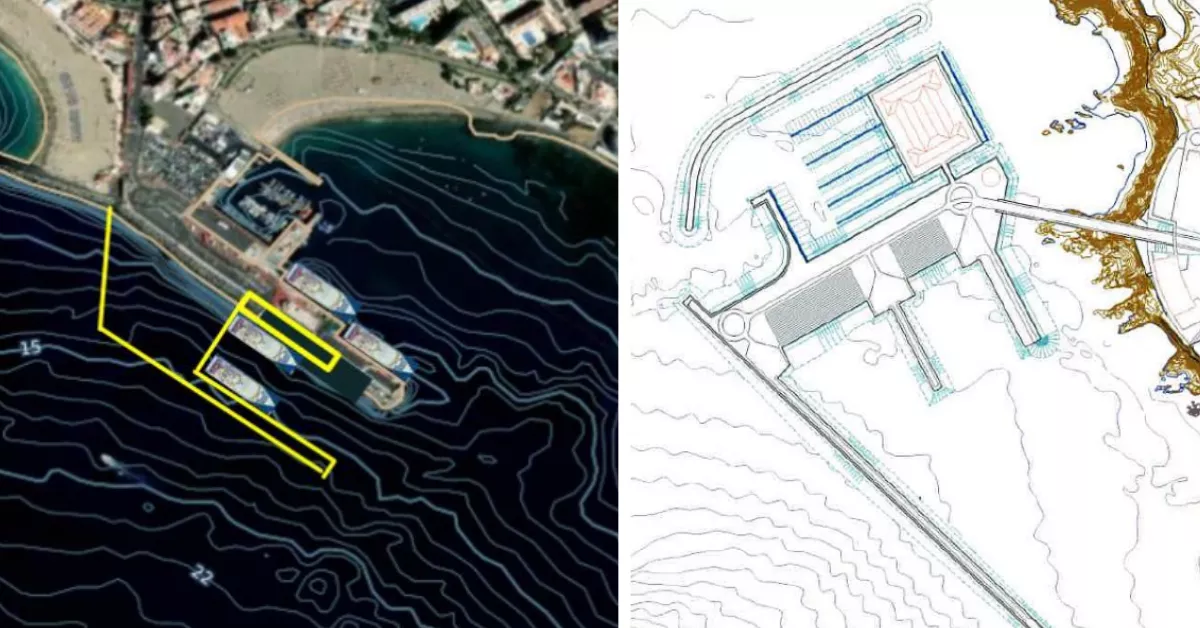 Infografías de la ampliación del puerto de Los Cristianos y del puerto de Fonsalía.  INFORME