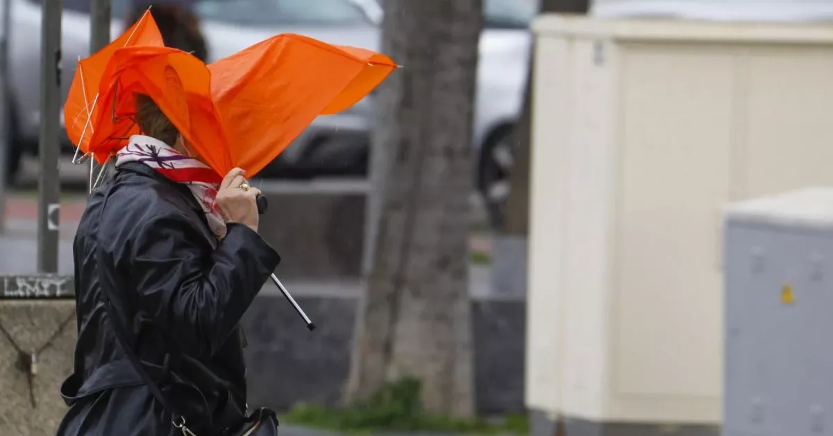 Una persona sufriendo el paso de una borrasca / EFE Una persona sufriendo el paso de una borrasca / EFE