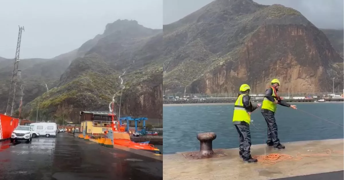 Cascadas en el Roque de la Concepción desde el puerto de Santa Cruz de La Palma/ RRSS