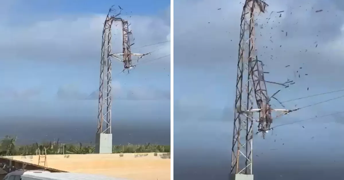 Una torre de alta tensión de Endesa se parte en dos en Gáldar por el viento: decenas de afectados./ RRSS