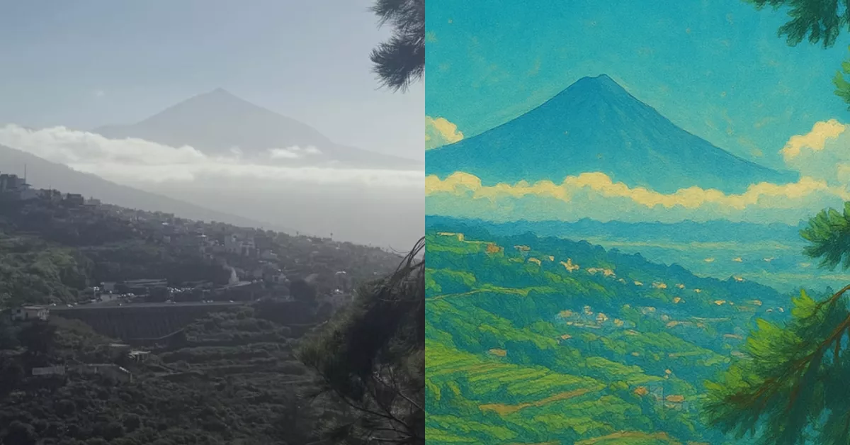 Imagen del Teide al estilo Studio Ghibli. / CEDIDA
