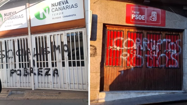 Imagen de las pintadas en las sedes de PSOE y NC / AH Imagen de las pintadas en las sedes de PSOE y NC / AH