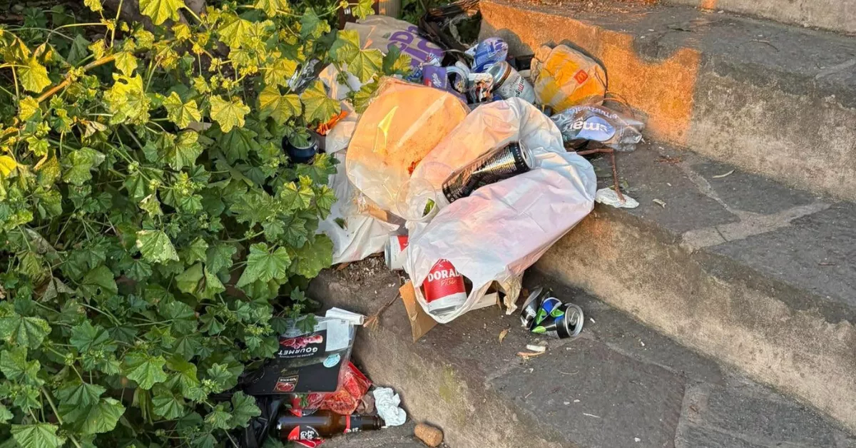 Basura dejada durante el fin de semana en el mirador de los 500 escalones. / CEDIDA POR ROBERTO HEYLEN