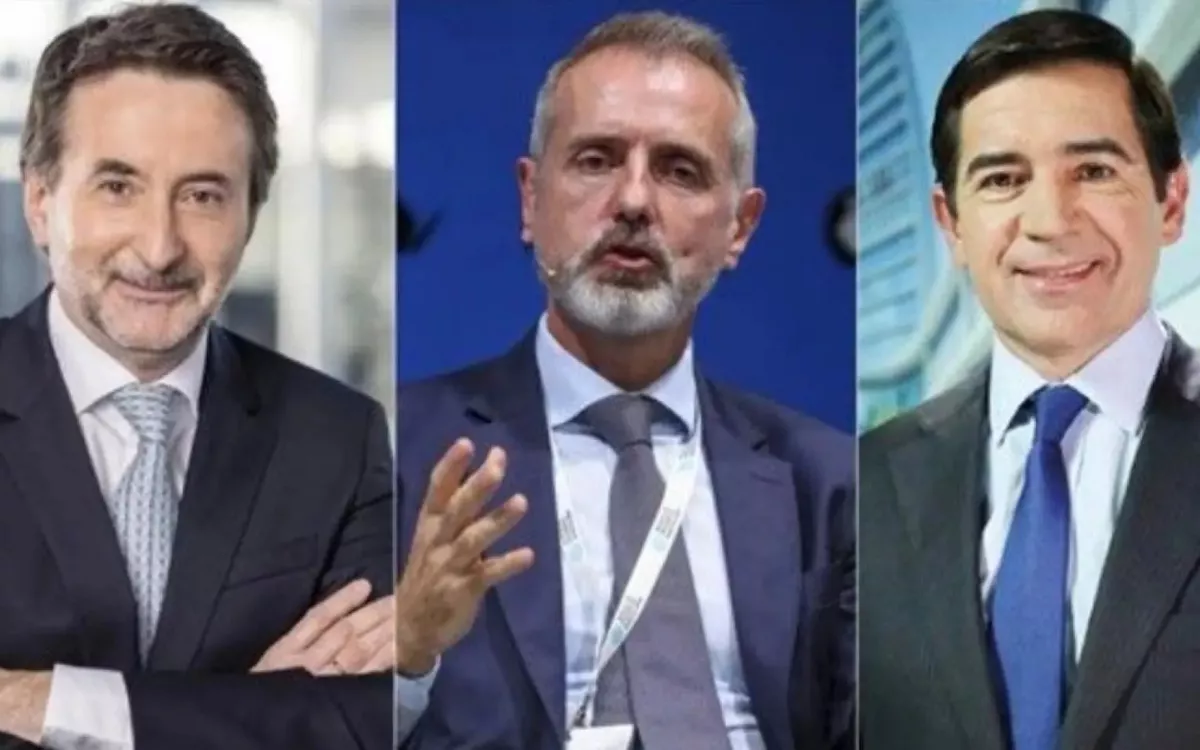 Josu Jon Imaz (Repsol), Marc Murtra (Telefónica) y Carlos Torres (BBVA). / AH
