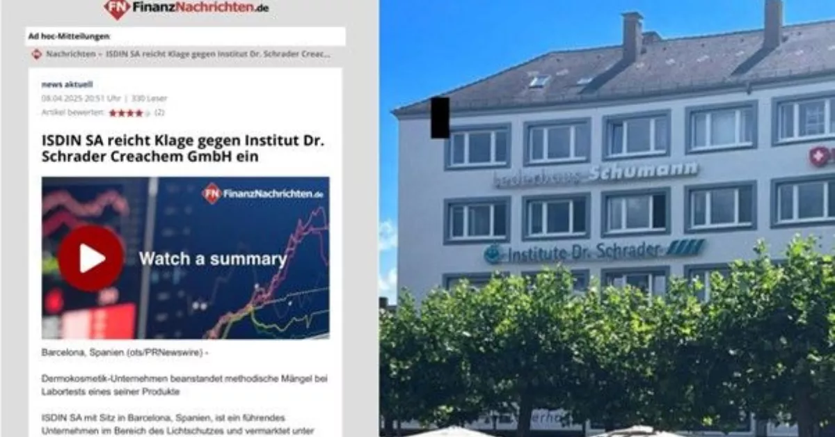 ISDIN inicia acciones legales en Alemania contra Dr. Schrader, encargado de los estudios de la OCU