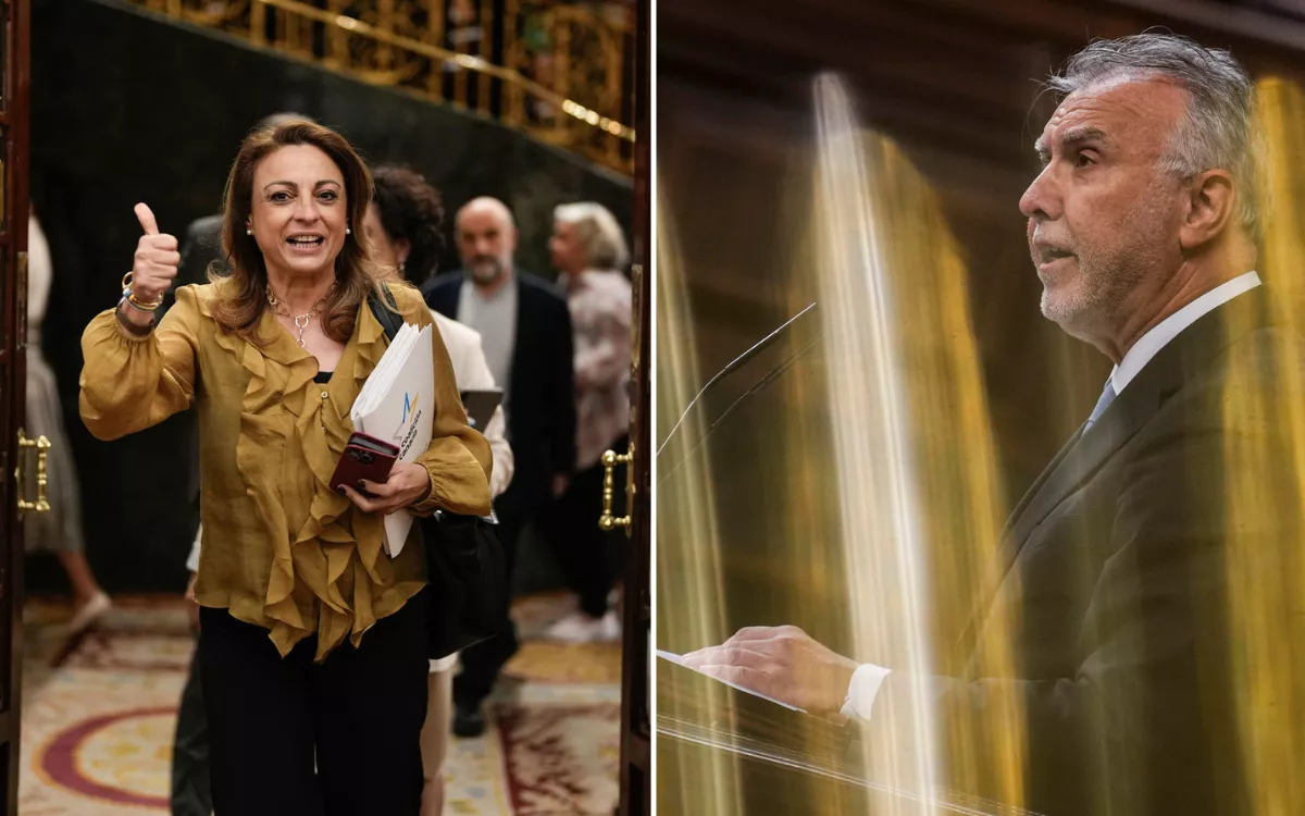 El Congreso convalida el decreto de reparto de menores desde Canarias con PP y Vox en contra. En las imágenes, de este jueves, Cristina Valido y Ángel Víctor Torres. / EFE