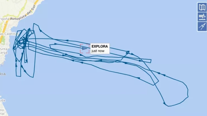 Imagen del Explora recorriendo la costa de Tenerife. / VESSELFINDER