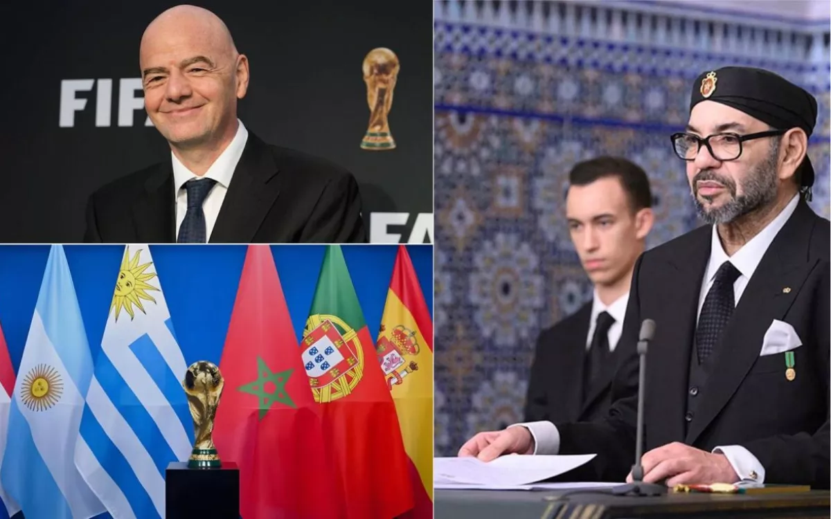 Imágenes del Rey de Marruecos y Giovanni Infantino, presidente de FIFA. / SERVIMEDIA