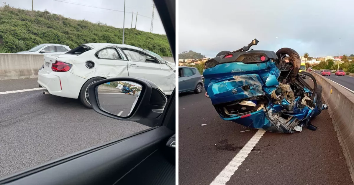 El BMW del conductor temerario y el coche de una de las víctimas / MONTAJE AH