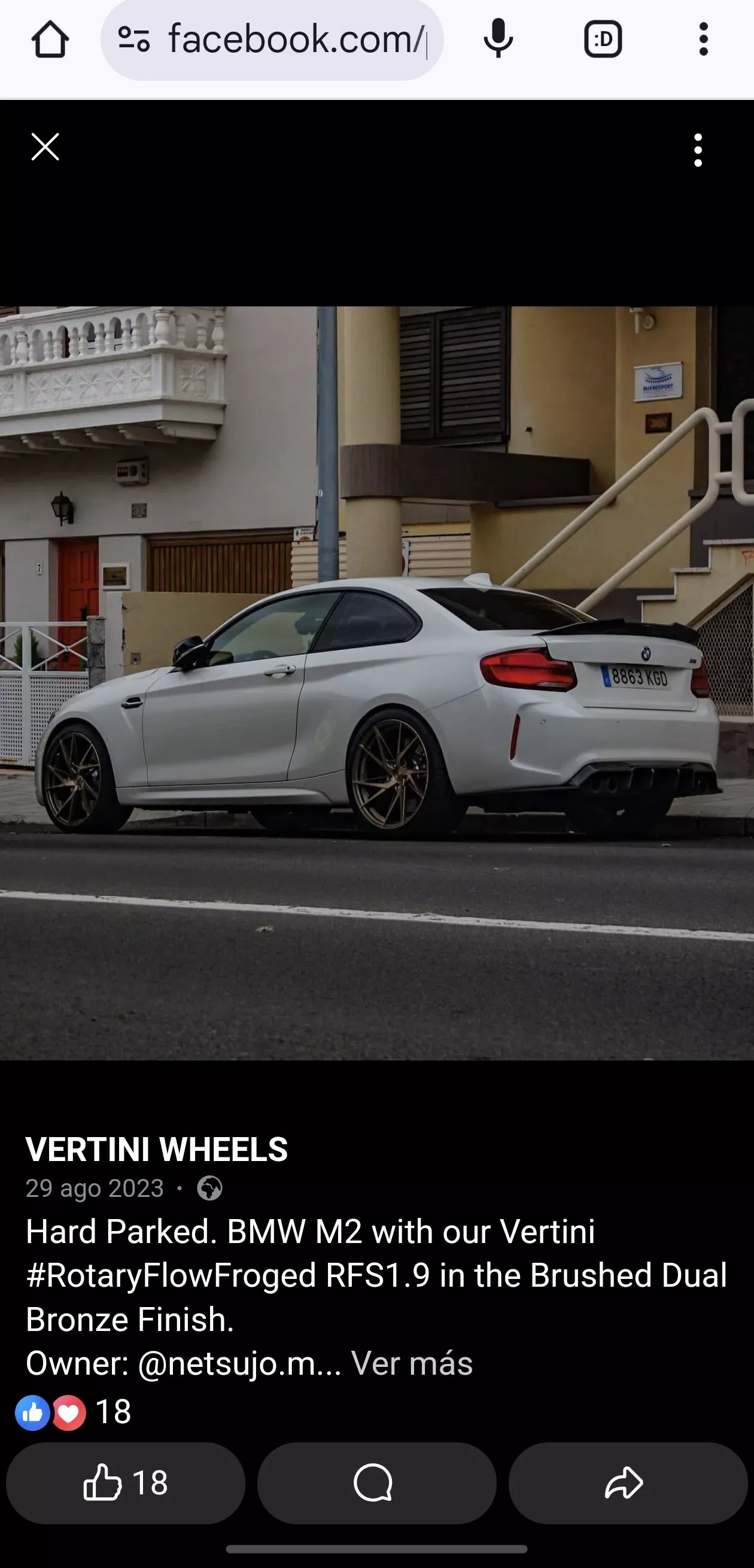 Captura de pantalla de un post en el que un internauta asocia el BMW accidentado a la cuenta @netsujo.m/ RRSS