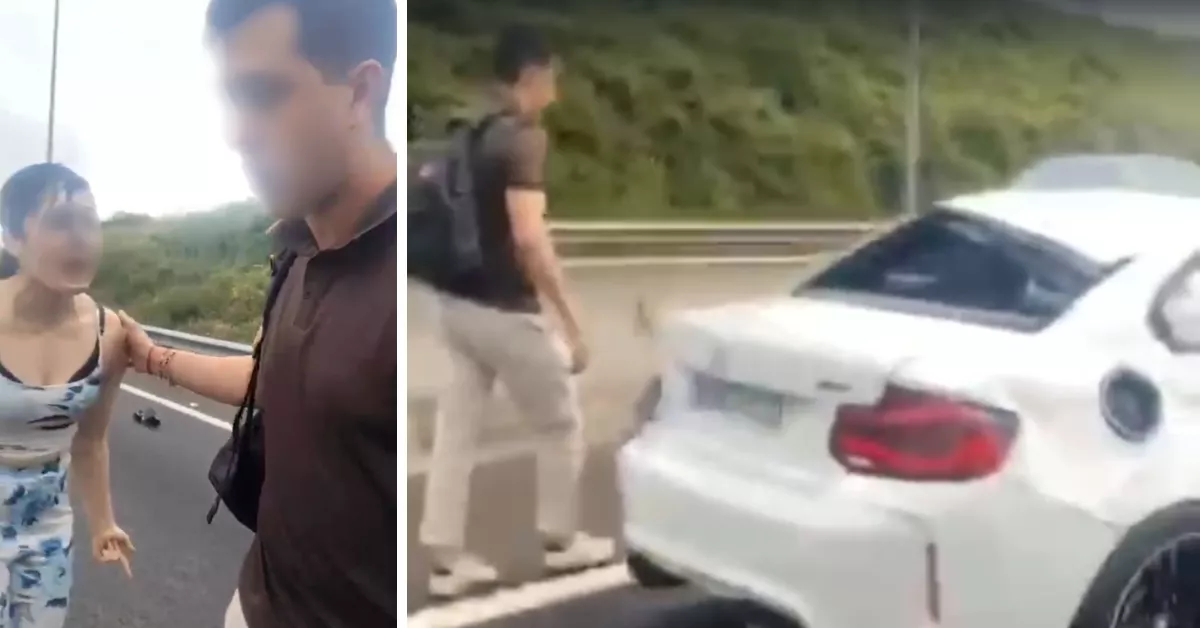 El conductor temerario que provocó un accidente con un BMW en la TF-5 de Tenerife, nada más tener el choque./ RRSS