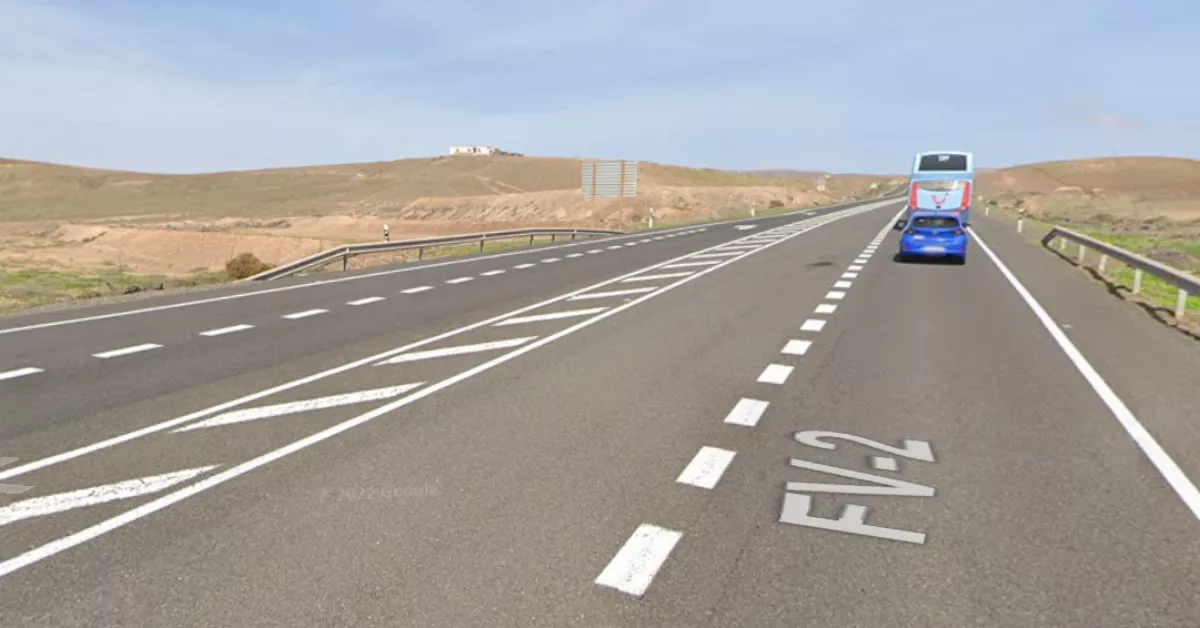 Carretera FV2, donde ha tenido lugar el accidente en el que ha fallecido un hombre en Fuerteventura. / GOOGLE MAPS
