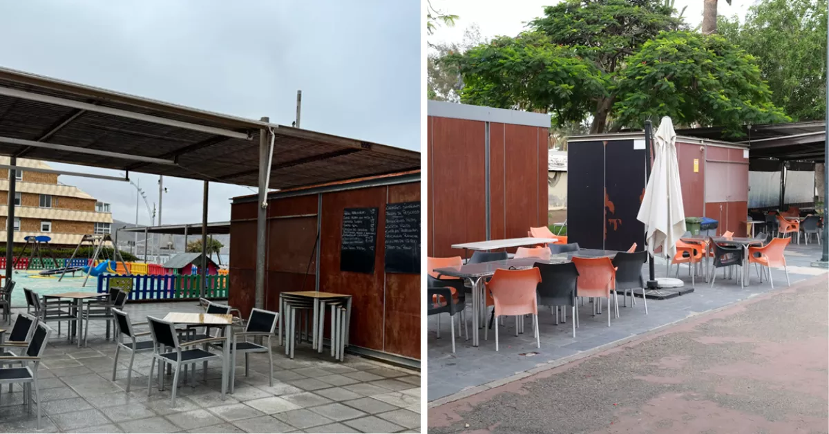 A la izquierda, el quiosco Churruca; a la derecha, el quiosco de Alonso Quesada  MONTAJE AH