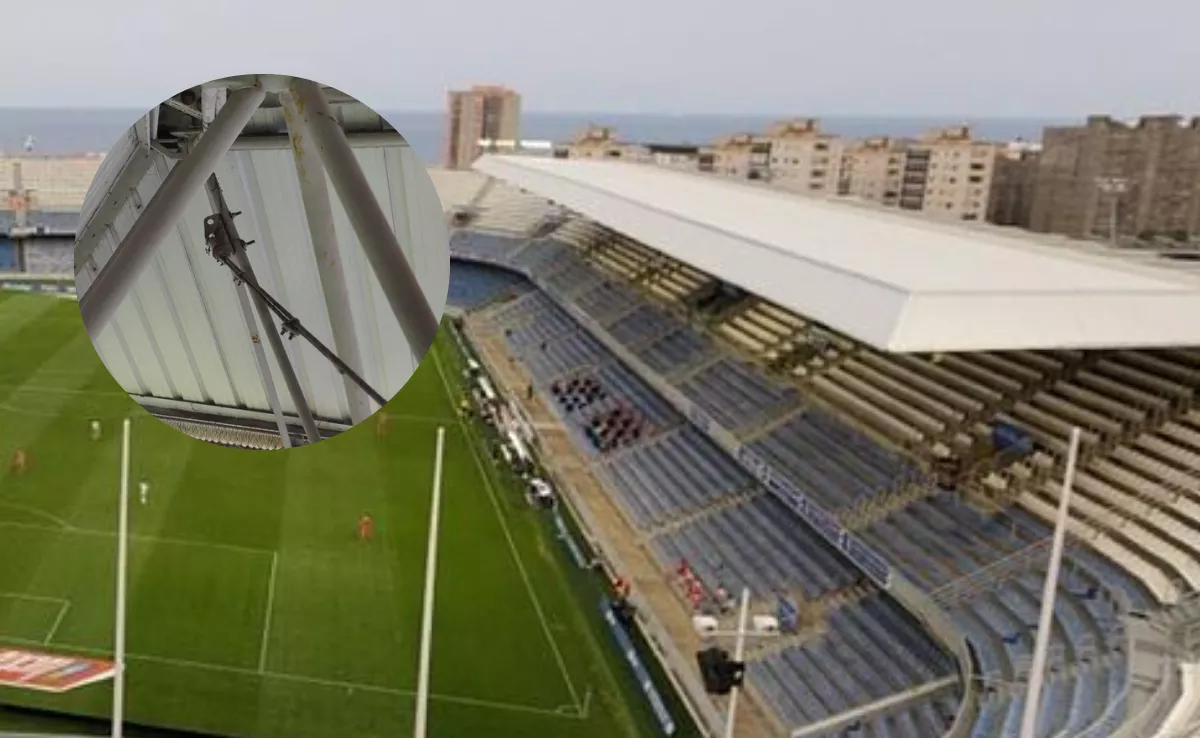 Imagen del estado de la marquesina junto al estadio Heliodoro Rodríguez López. / IMAGEN DEL PROYECTO - EFE