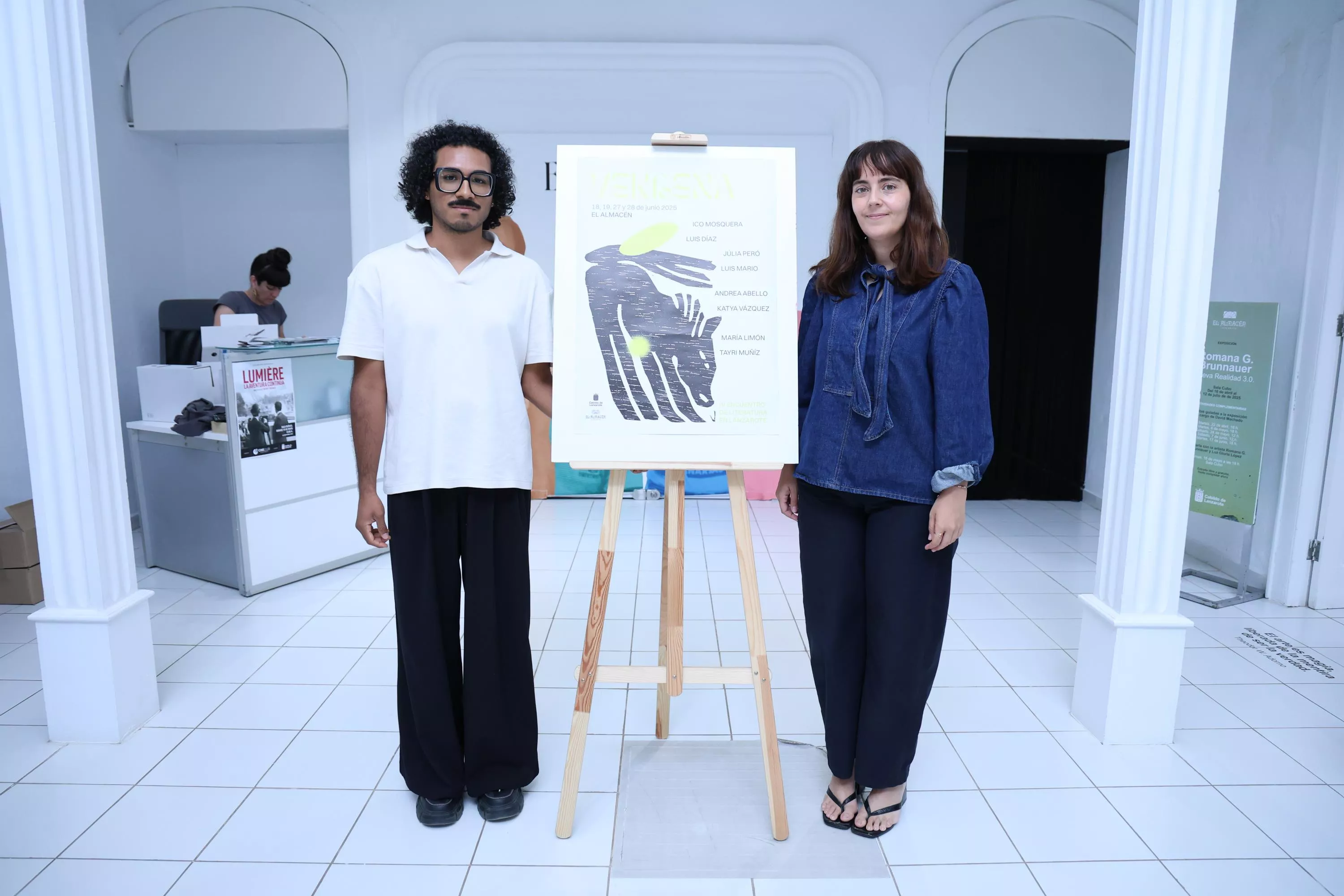 Presentación de la instalación artística La forma de los nidos con Ico Mosquera y Lana Corujo. / CEDIDA