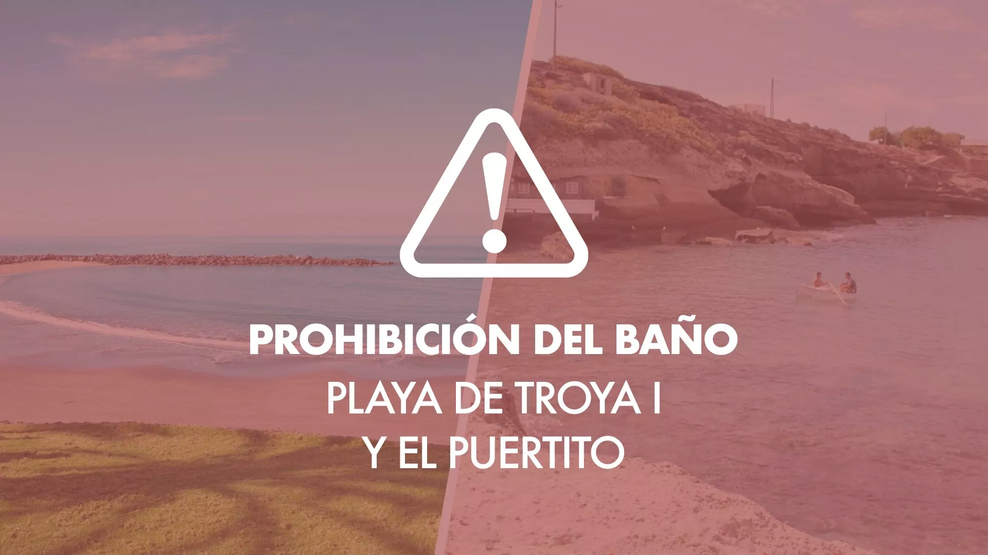 Cartel del cierre del baño en dos playas en Adeje. / AYUNTAMIENTO DE ADEJE