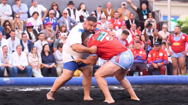Luchada en Madrid con arena del volcán Tajogaite de La Palma ./ GOBIERNO DE CANARIAS Luchada en Madrid con arena del volcán Tajogaite de La Palma ./ GOBIERNO DE CANARIAS