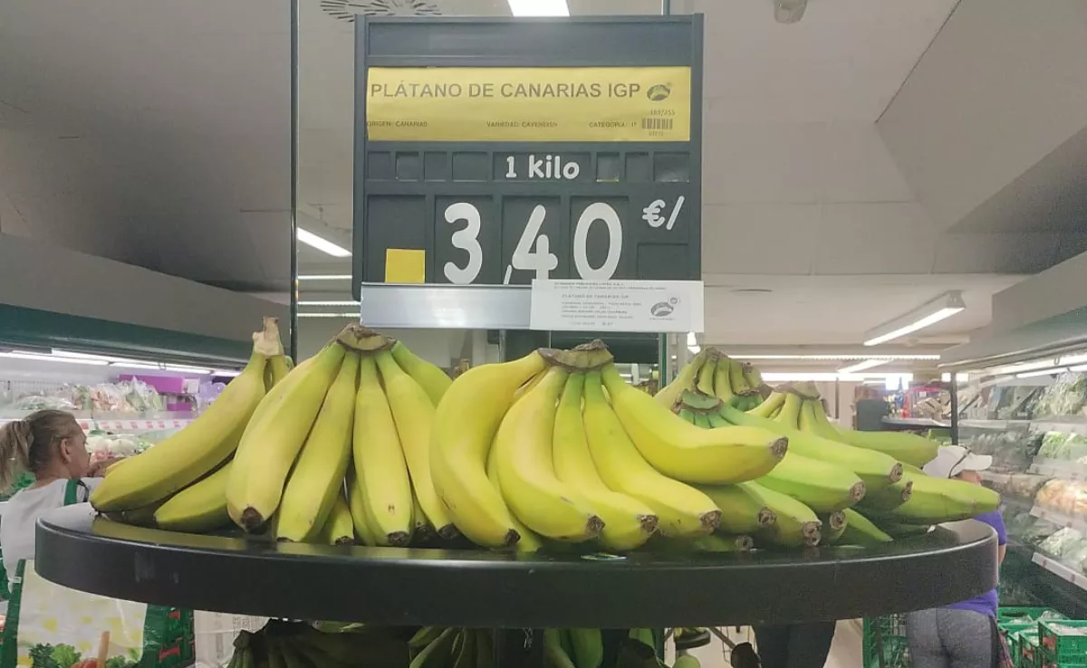 Precio del plátano en junio en un supermercado de Canarias. / ATLÁNTICO HOY
