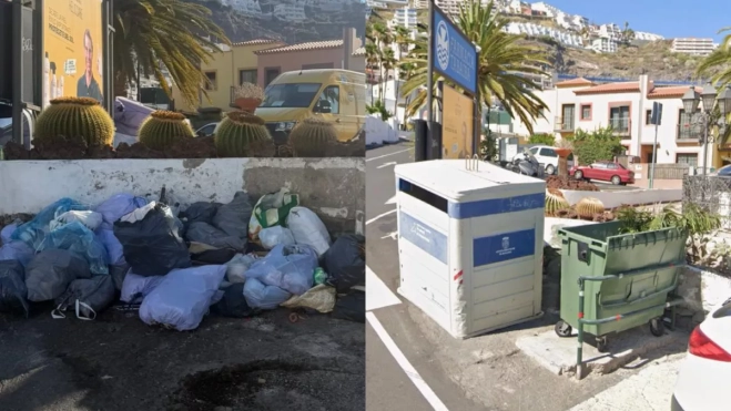 Algunas personas dejan la basura donde antes estaban los cubos. / ATLÁNTICO HOY 