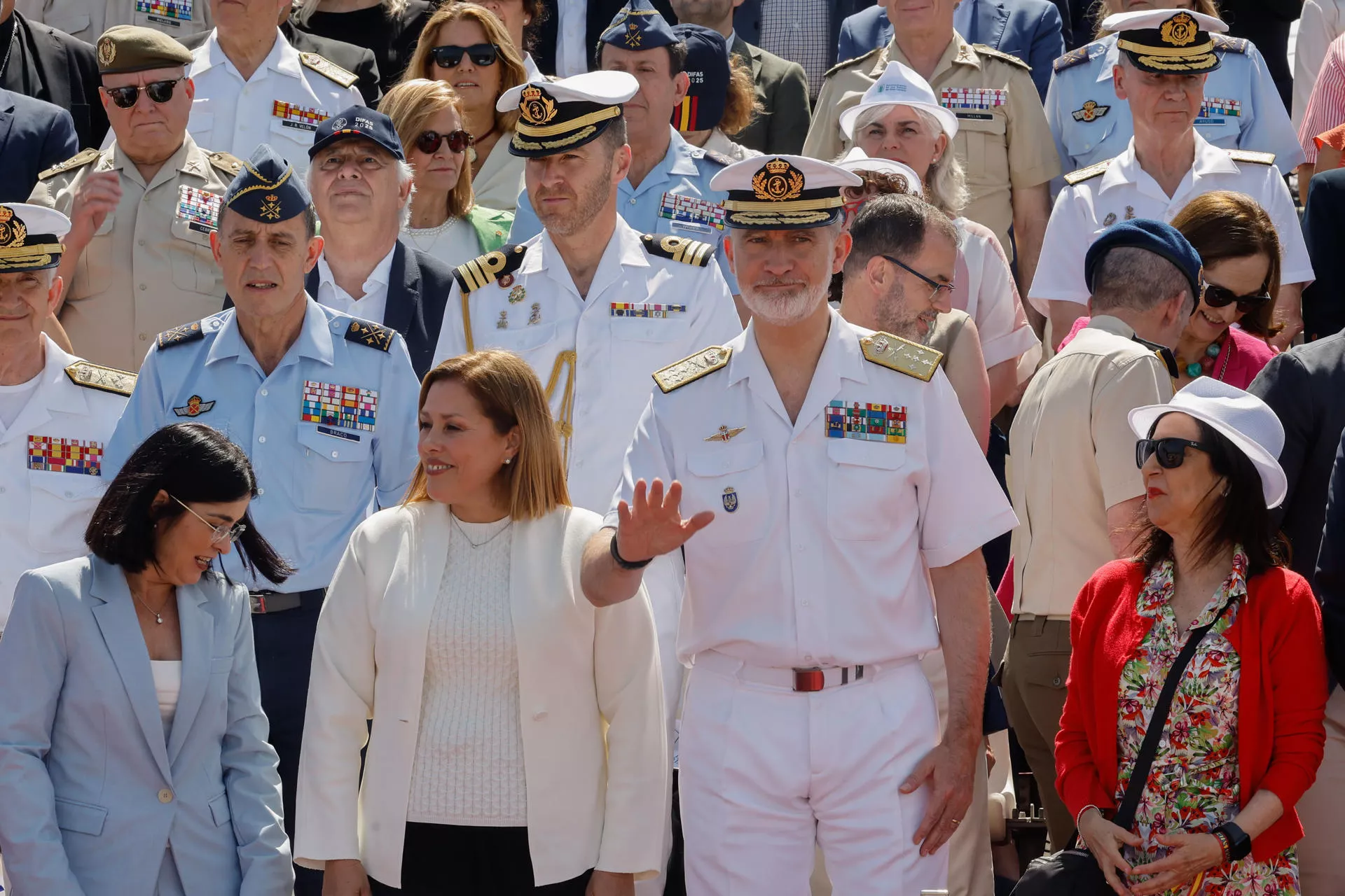 Carolina Darias, Astrid Pérez, Felipe VI y Margarita Robles, en el palco de autoridades. Carolina Darias, Astrid Pérez, Felipe VI y Margarita Robles, en el palco de autoridades.