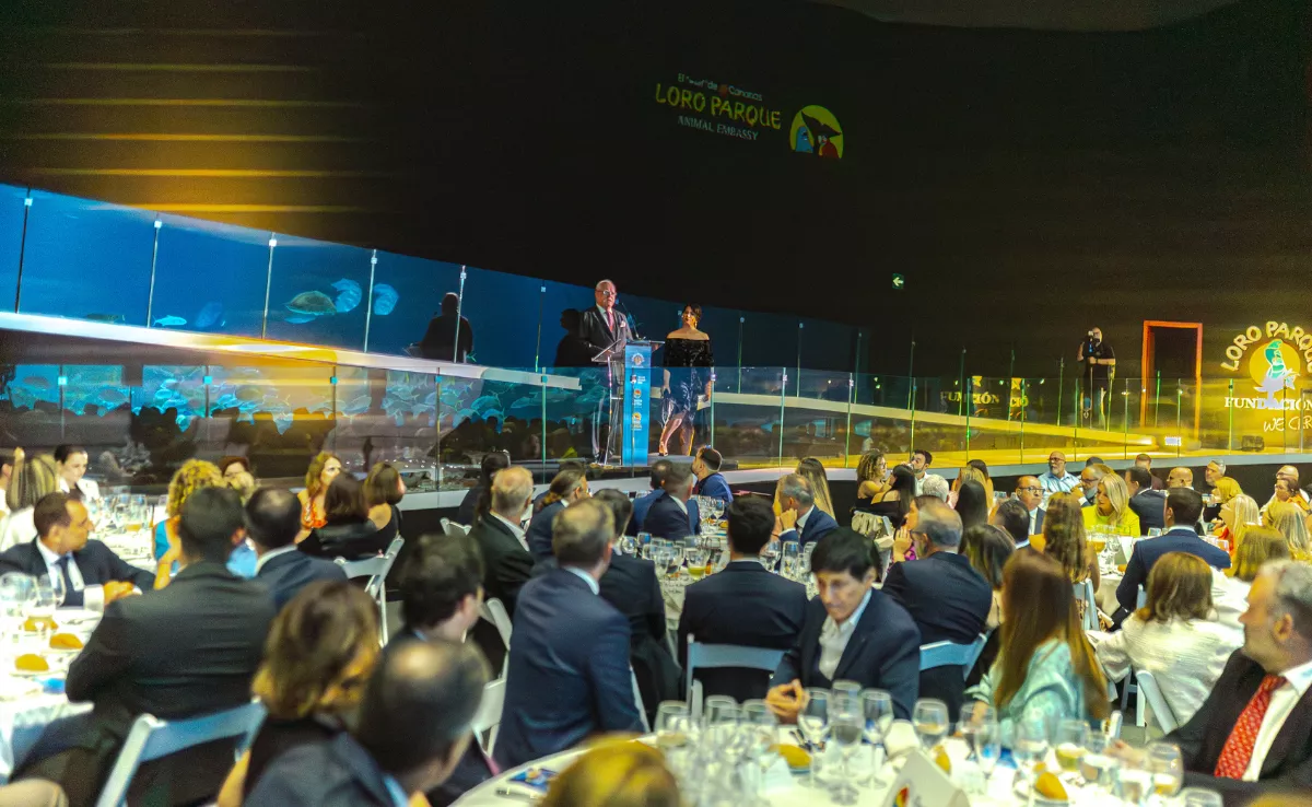 Wolfgang Kiessling, presidente del Grupo Loro Parque, durante su discurso / LORO PARQUE