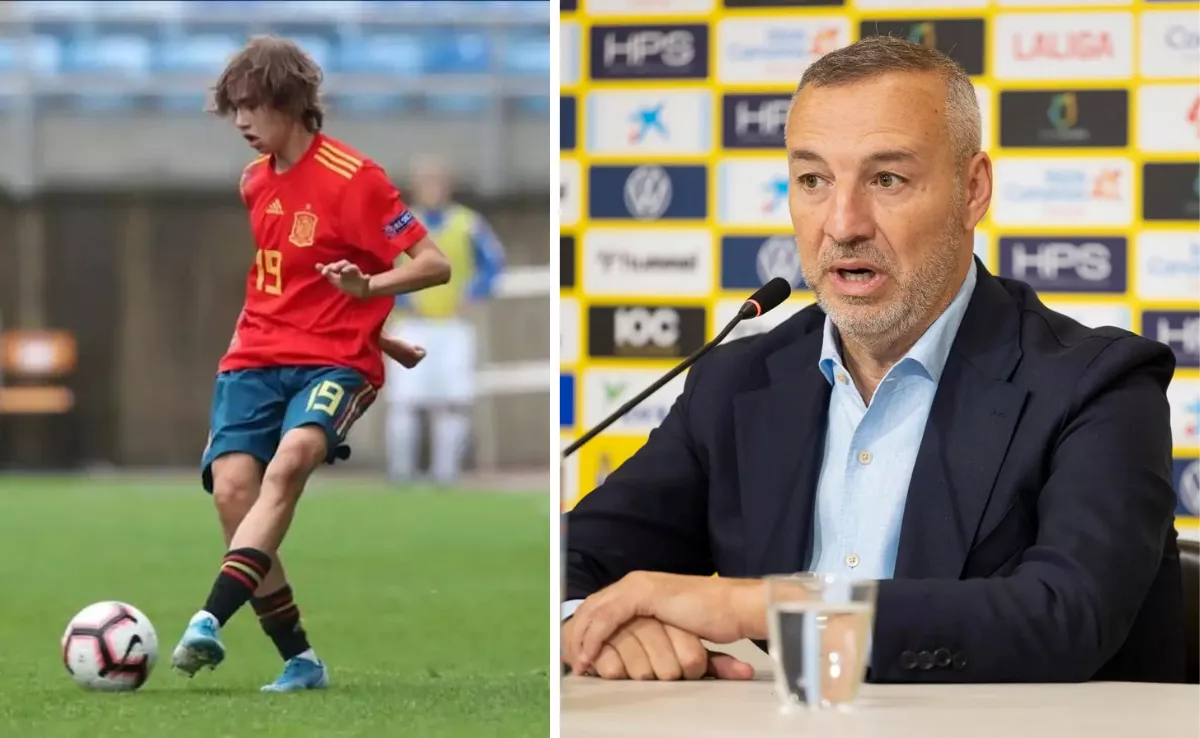 A la izquierda, el tinerfeño Adam Arvelo; a la derecha, el presidente de la UD Las Palmas, Miguel Ángel Ramírez / MONTAJE AH