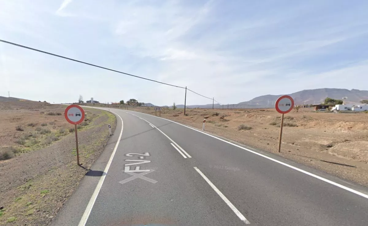 Carretera FV 2, en Fuerteventura. /Google