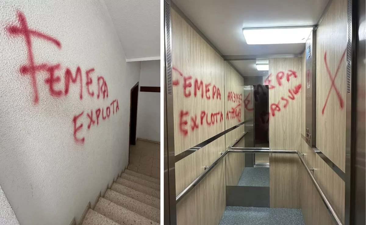 Imagen de las pintadas en la sede de Femepa / CEDIDAS