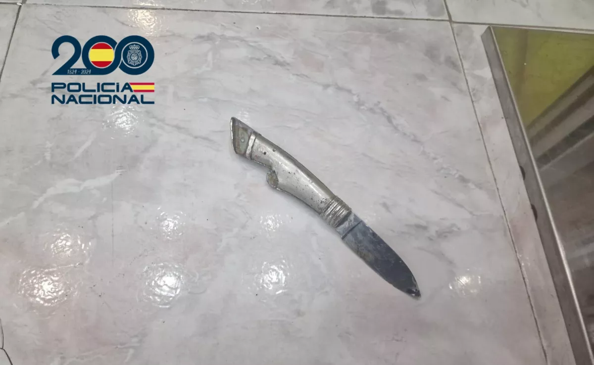 Cuchillo con el que un hombre ha apuñalado a otro tras un intento de robo fallido. / CEDIDA