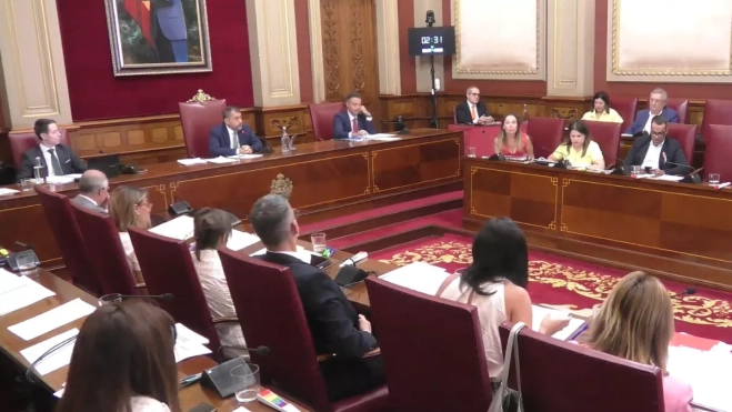 Captura del momento en el que Patricia Hernández califica como mierda el plan de movilidad de Santa Cruz. / AYUNTAMIENTO DE SANTA CRUZ Captura del momento en el que Patricia Hernández califica como mierda el plan de movilidad de Santa Cruz. / AYUNTAMIENTO DE SANTA CRUZ