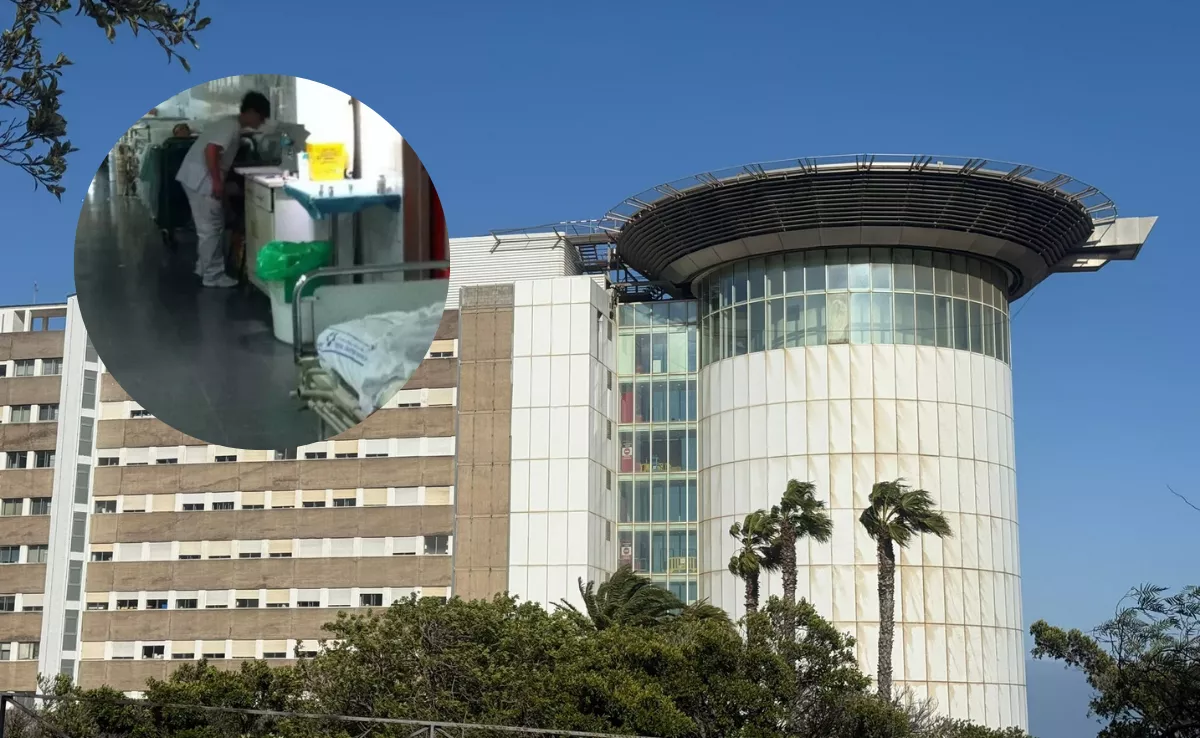 Imagen del exterior del Hospital Universitario de Canarias (HUC) junto a una fotografía de las Urgencias hospitalarias. / AH 