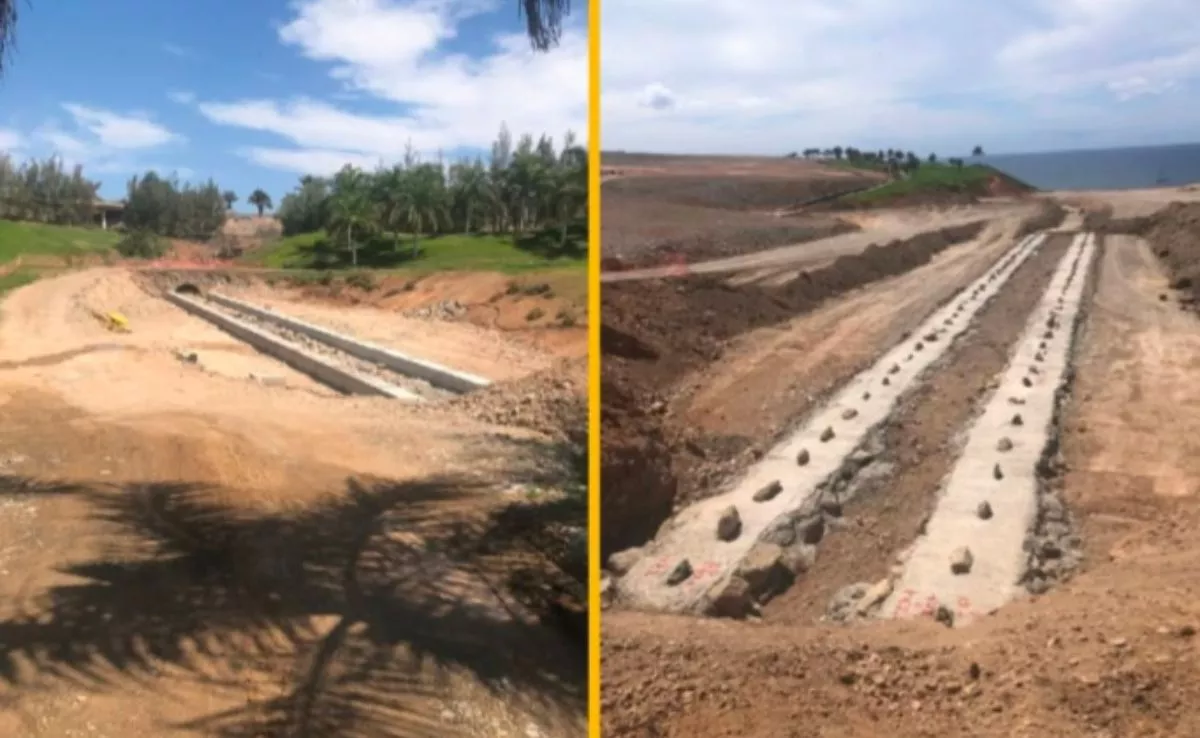 Una  parte de las obras de canalización de los barrancos de El Toscón y Pasito Blanco que han sido paradas por el Ayuntamiento de San Bartolomé de Tirajana. / TAMARANAE ACTIVISTAS