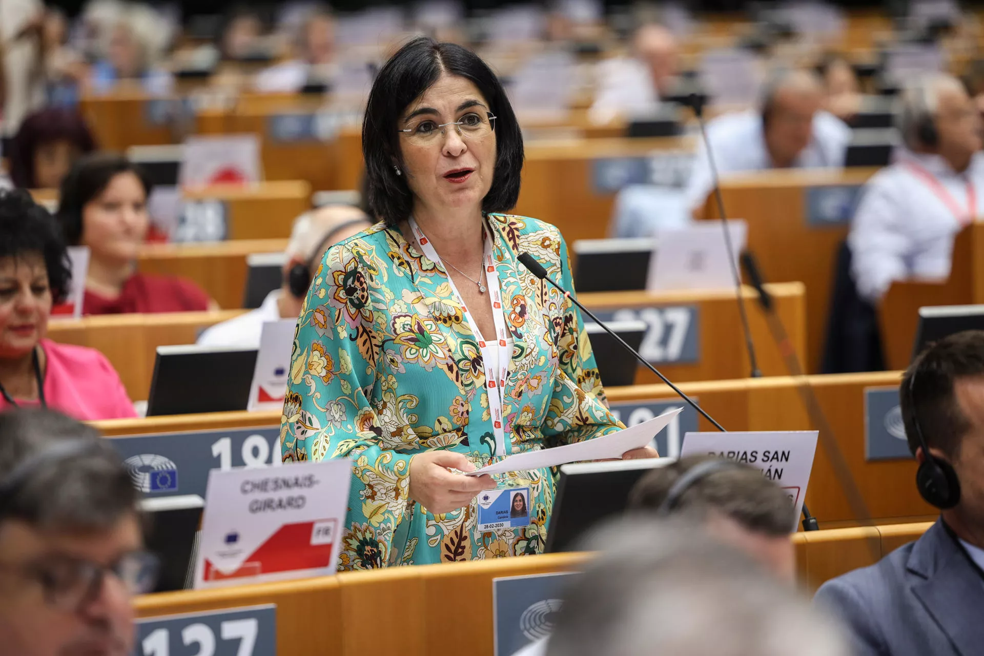 Carolina Darias, durante una intervención en Bruselas. / LAIA ROS-EFE