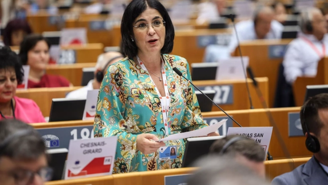 Carolina Darias, durante una intervención en Bruselas. / LAIA ROS-EFE Carolina Darias, durante una intervención en Bruselas. / LAIA ROS-EFE