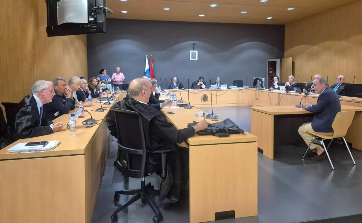 En la imagen, el tribunal interroga a uno de los acusados en el 'caso Emalsa', Juan Miguel Sanjuan. EFE / Cristina Díaz de Aguilar