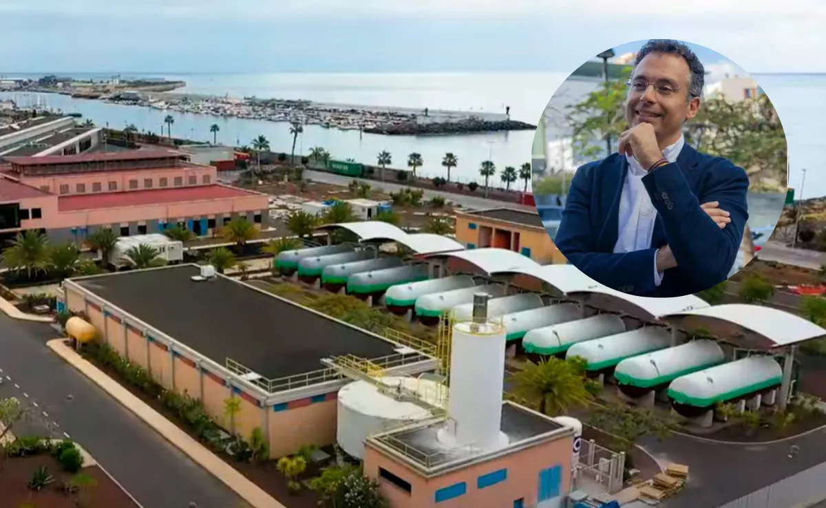 Carlos Tarife con fondo de la desaladora de Santa Cruz|MONTAJEAH