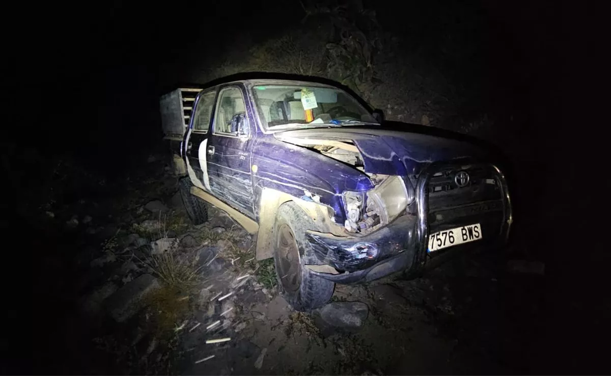 Estado en el que se quedó la camioneta que se dio a la fuga en Las Palmas de Gran Canaria. / AH