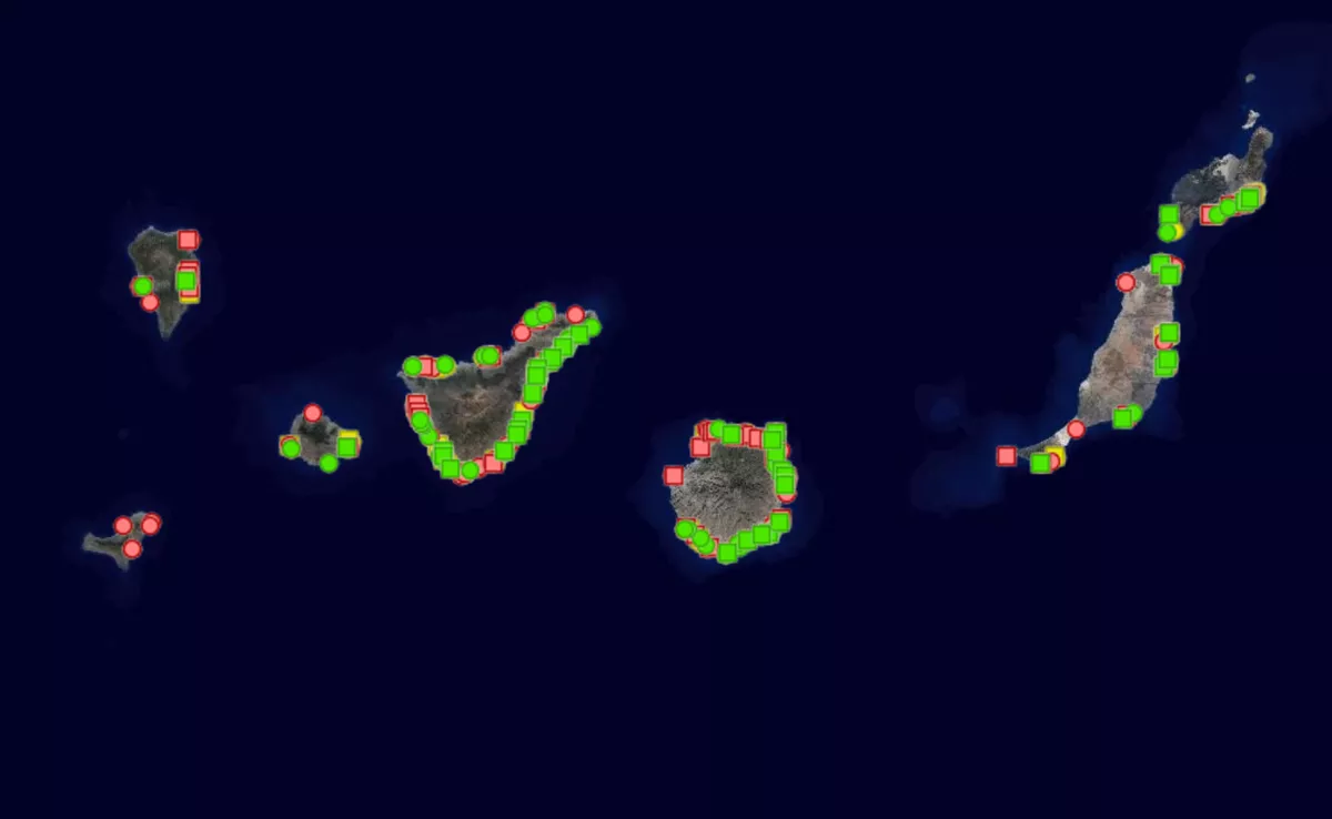 Captura del mapa de vertidos de aguas residuales en Canarias / CONSEJERÍA DE TRANSICIÓN ECOLÓGICA